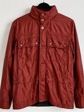 PRETTY GREEN by LIAM GALLAGHER Men’s Felton Hooded Jacket Shimmery Burgundy Red